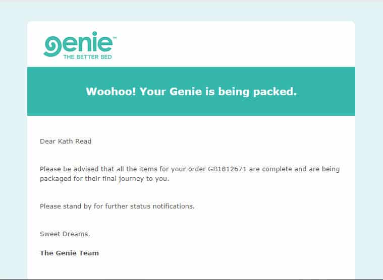 Genie beds email
